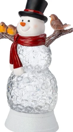 Intratuin automatische sneeuwbol sneeuwpop wit met verlichting 19 x 16 x 28 cm