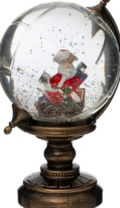 Intratuin automatische sneeuwbol globe brons met verlichting 17 x 15 x 25,5 cm