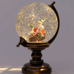 Intratuin automatische sneeuwbol globe brons met verlichting 17 x 15 x 25,5 cm