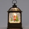 Intratuin automatische sneeuwbol lantaarn kerstman brons met verlichting 10 x 7 x 16,8 cm
