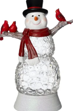 Intratuin automatische sneeuwbol sneeuwpop transparant met verlichting 19 x 11 x 28 cm