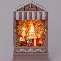 Intratuin automatische sneeuwbol cakewinkel met verlichting 16 x 9,3 x 25,6 cm
