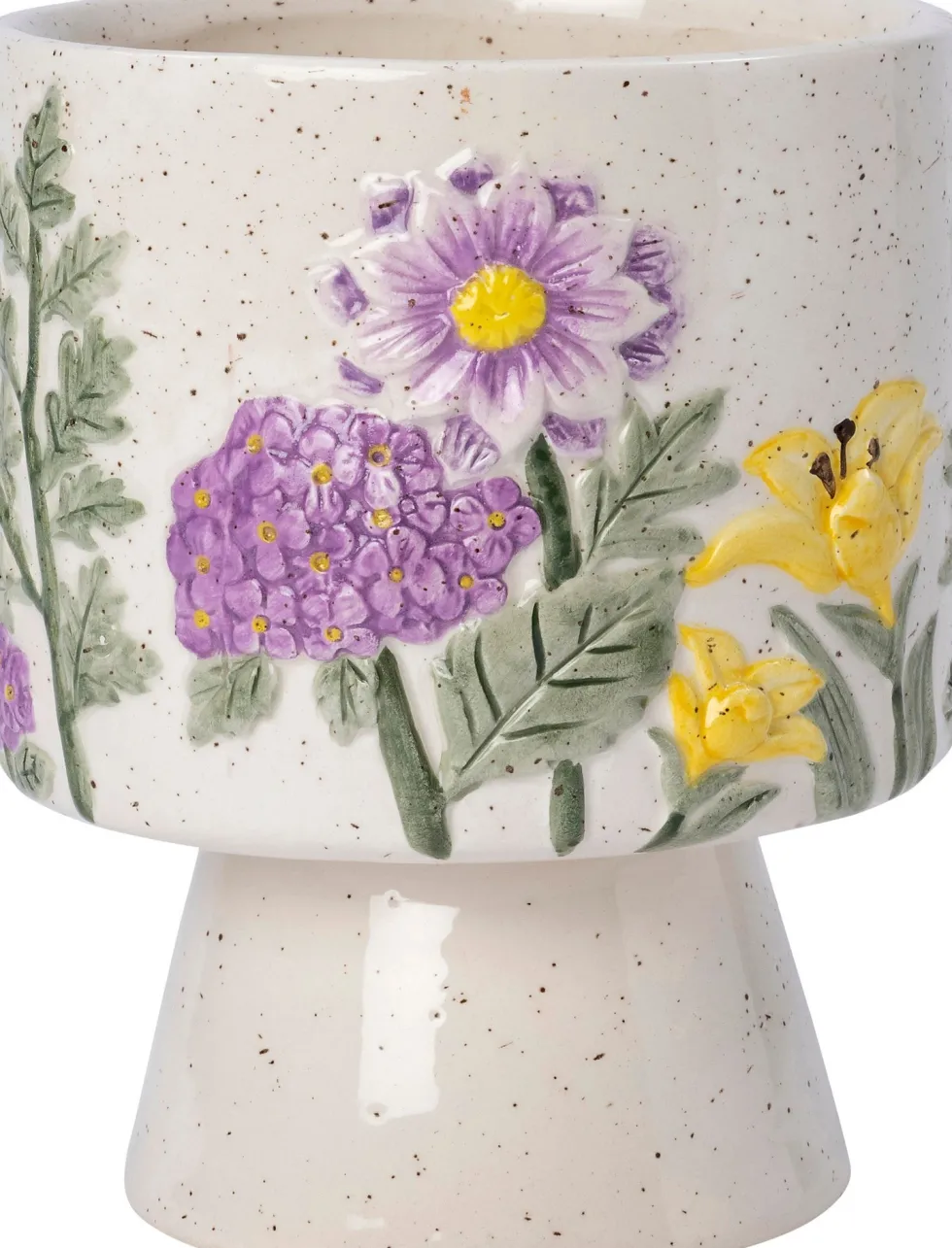 Intratuin bloempot Agra crème / paars / geel D 12 H 15 cm