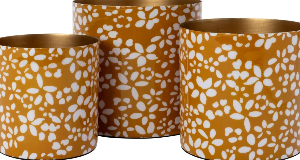 Intratuin bloempot Aimy geel / wit D 15 H 15 cm
