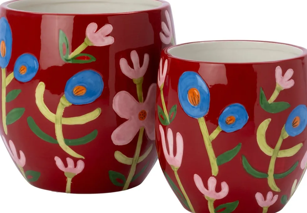 Intratuin bloempot Boaz rood D 15,5 H 15 cm