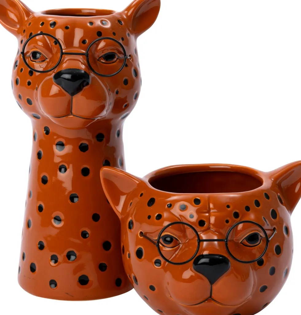 Intratuin bloempot Cheetah oranje 12,5 x 11,5 x 23,5 cm