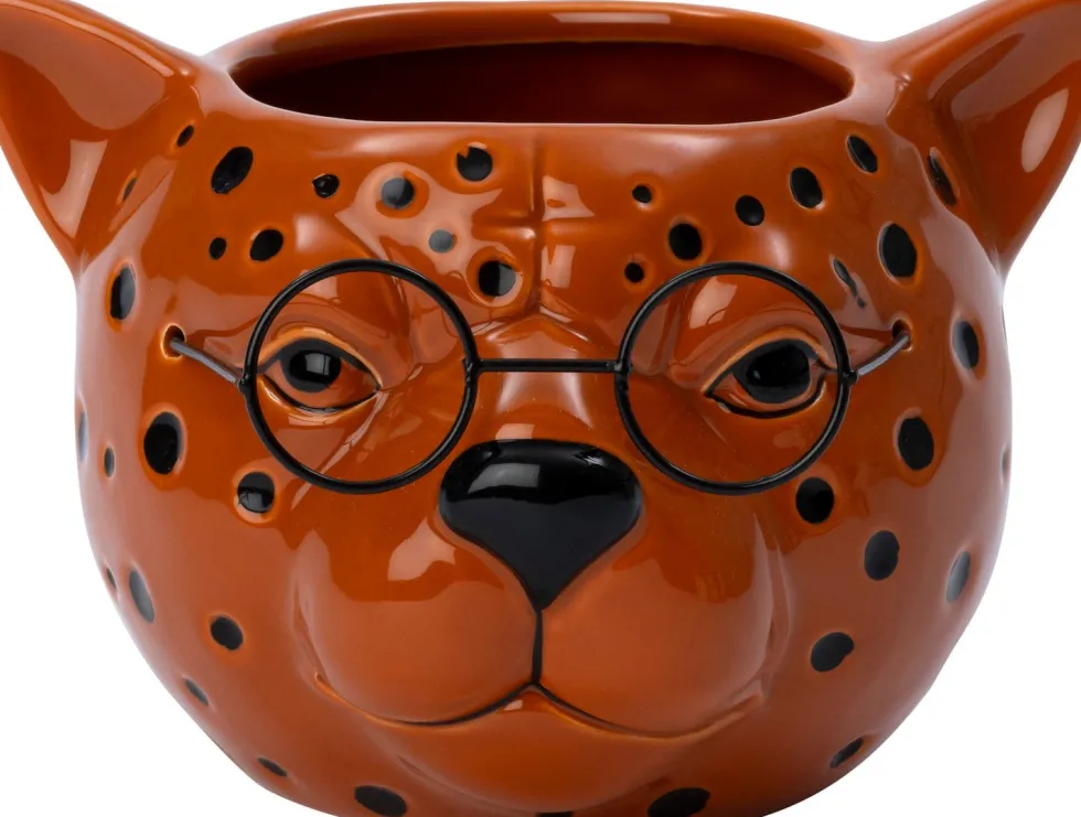 Intratuin bloempot Cheetah oranje 14,5 x 10,8 x 15,6 cm