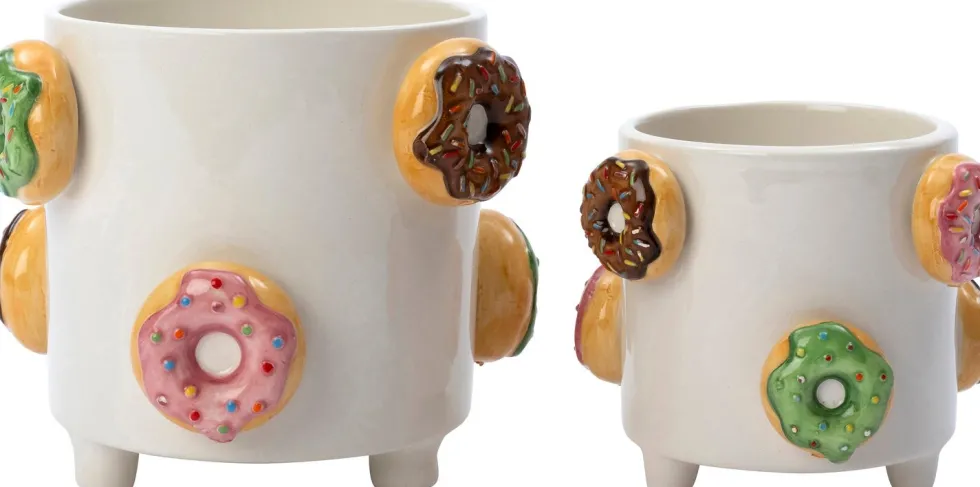 Intratuin bloempot Donut wit / bruin D 14 H 11 cm