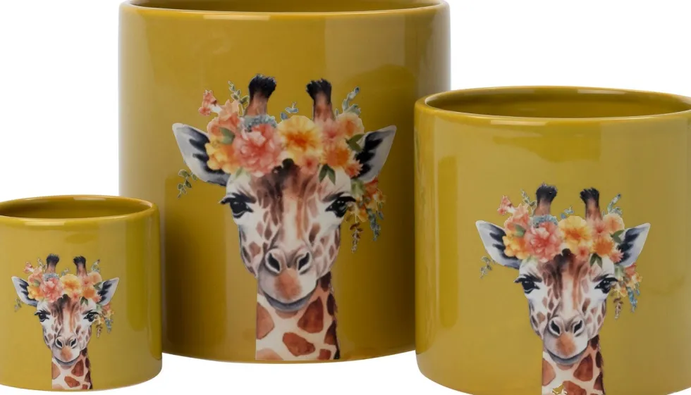Intratuin bloempot Giraf geel D 9 H 8 cm