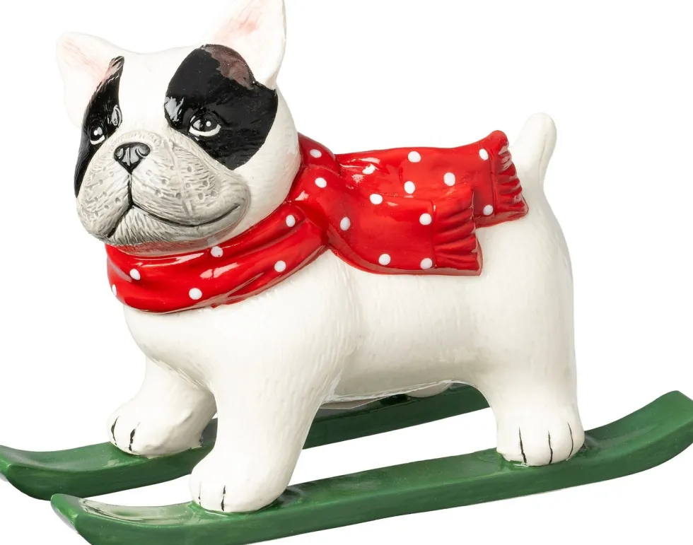 Intratuin bloempot hond op ski's wit 20 x 8 x 17 cm
