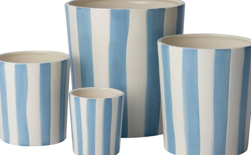 Intratuin bloempot Jake wit / blauw D 8 H 9 cm