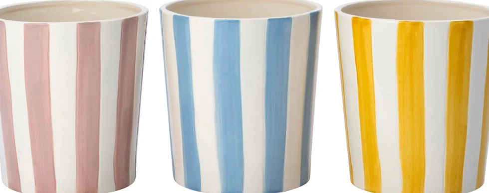 Intratuin bloempot Jake wit / blauw D 8 H 9 cm