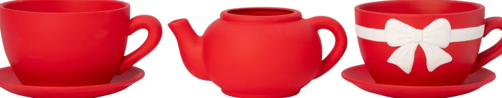 Intratuin bloempot Jody theekop strik rood 23 x 19 x 12 cm
