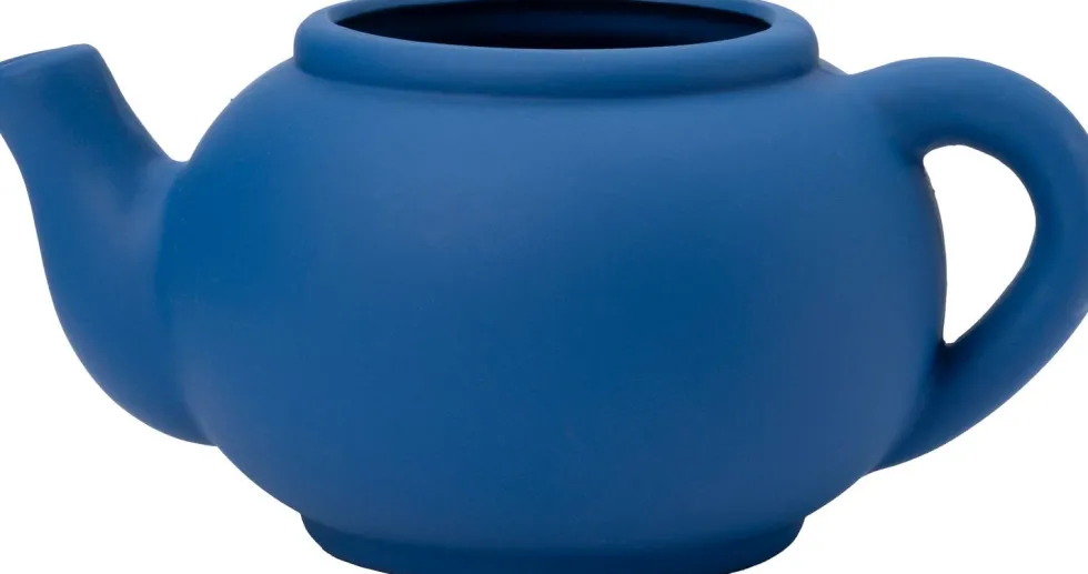 Intratuin bloempot Jody theepot blauw 26 x 19 x 12 cm