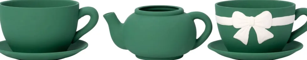 Intratuin bloempot Jody theekop strik groen 23 x 19 x 12 cm