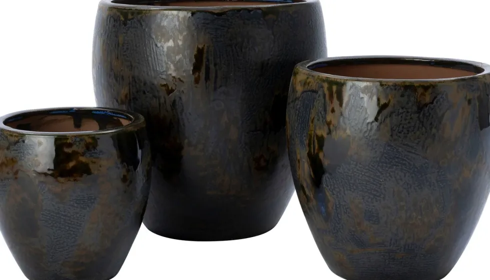Intratuin bloempot Juna bruin / blauw D 21 H 21 cm