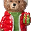 Intratuin bloempot Kerstbeer met cadeau rood 14 x 13 x 24 cm