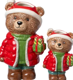 Intratuin bloempot Kerstbeer met cadeau rood 14 x 13 x 24 cm