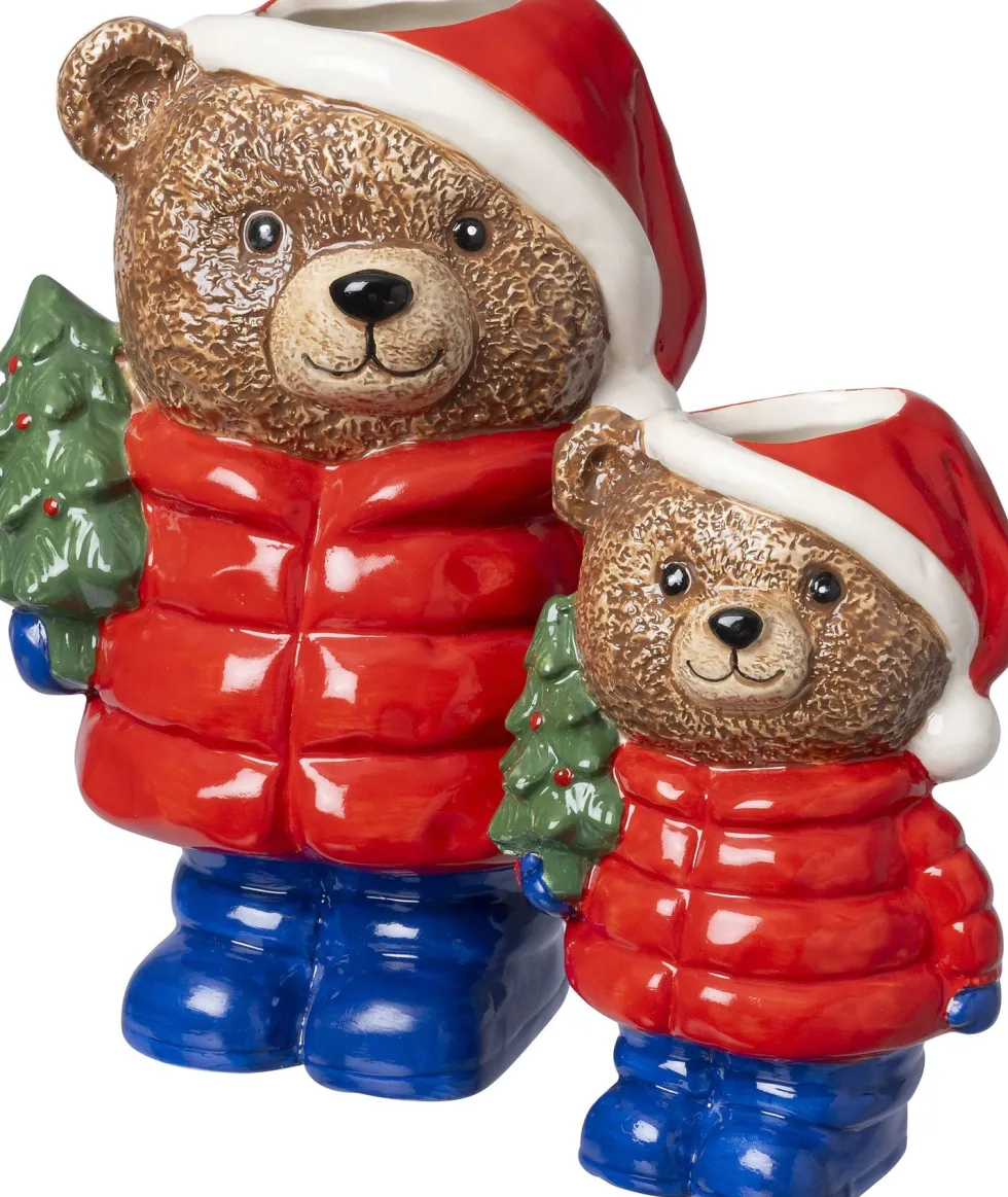 Intratuin bloempot Kerstbeer met boom rood 14 x 13 x 24 cm