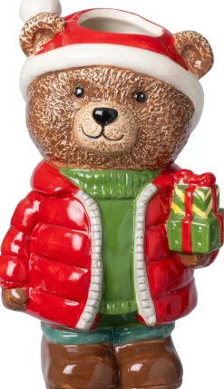 Intratuin bloempot Kerstbeer met cadeau rood 10 x 9 x 15 cm