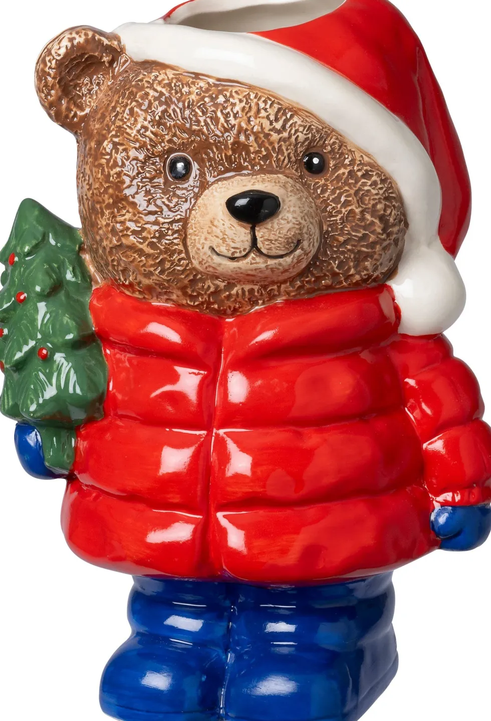 Intratuin bloempot Kerstbeer met boom rood 10 x 8 x 15 cm