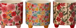Intratuin bloempot Kerstster op poten wit / rood D 7,3 H 7,7 cm