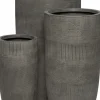 Intratuin bloempot Lijnen grijs D 34 H 63 cm