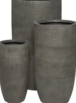 Intratuin bloempot Lijnen grijs D 34 H 63 cm