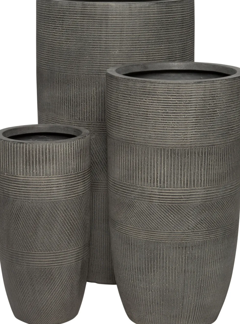Intratuin bloempot Lijnen grijs D 34 H 63 cm