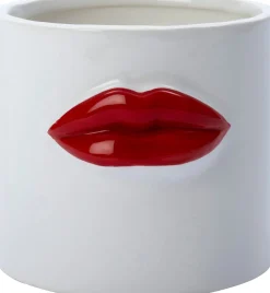 Intratuin bloempot Lip wit / rood D 14 H 13 cm