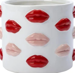 Intratuin bloempot Lip wit / rood D 15 H 11 cm