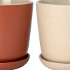 Intratuin bloempot met schotel Shai beige D 16 H 16 cm