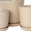 Intratuin bloempot met schotel Shai beige D 13,7 H 14 cm