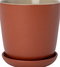 Intratuin bloempot met schotel Shai terracotta D 19,8 H 20 cm