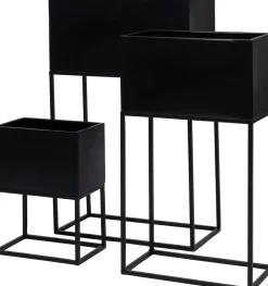 Intratuin bloempot met standaard Shay zwart 30 x 19,5 x 40 cm