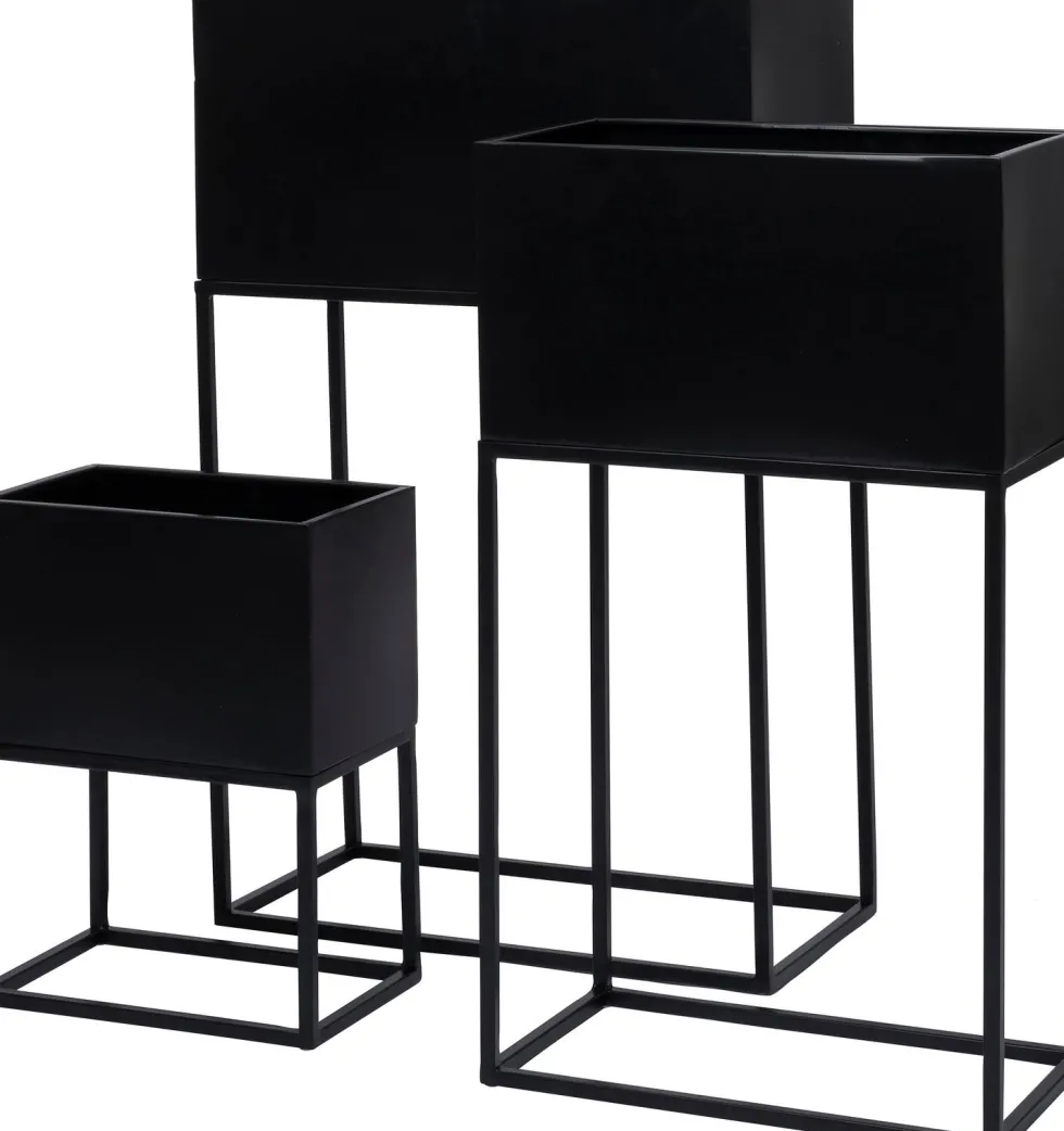 Intratuin bloempot met standaard Shay zwart 30 x 19,5 x 40 cm