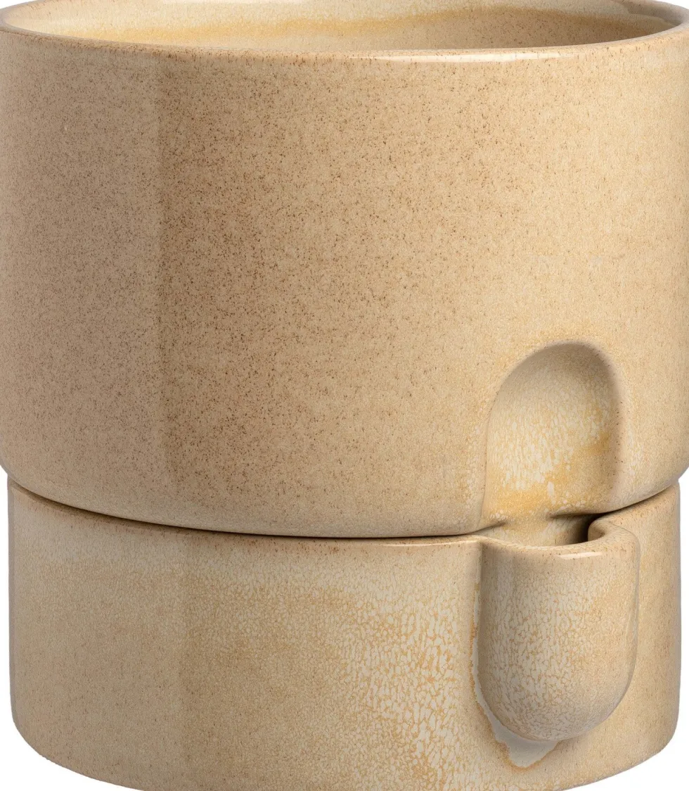Intratuin bloempot met waterreservoir Leora beige D 15,5 H 15,5 cm