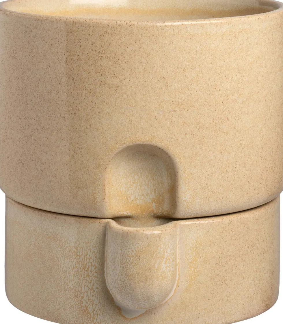 Intratuin bloempot met waterreservoir Leora beige D 15,5 H 15,5 cm