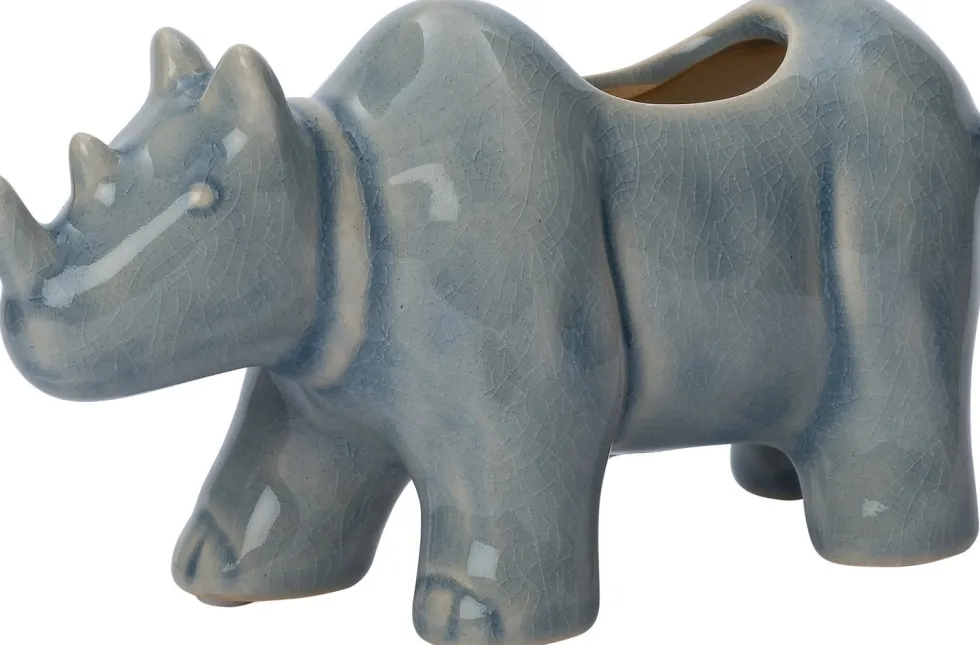 Intratuin bloempot Neushoorn blauw 18 x 7,5 x 9 cm