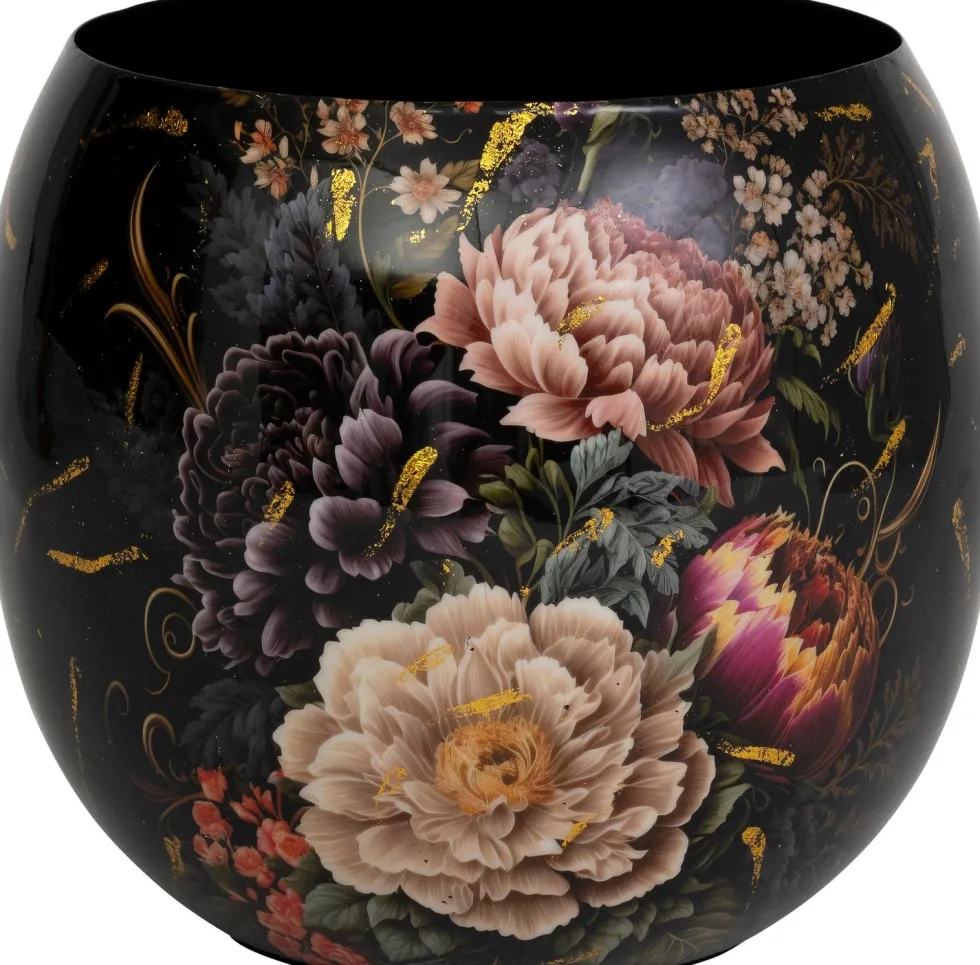 Intratuin bloempot Nolan zwart / roze D 19 H 18,5 cm