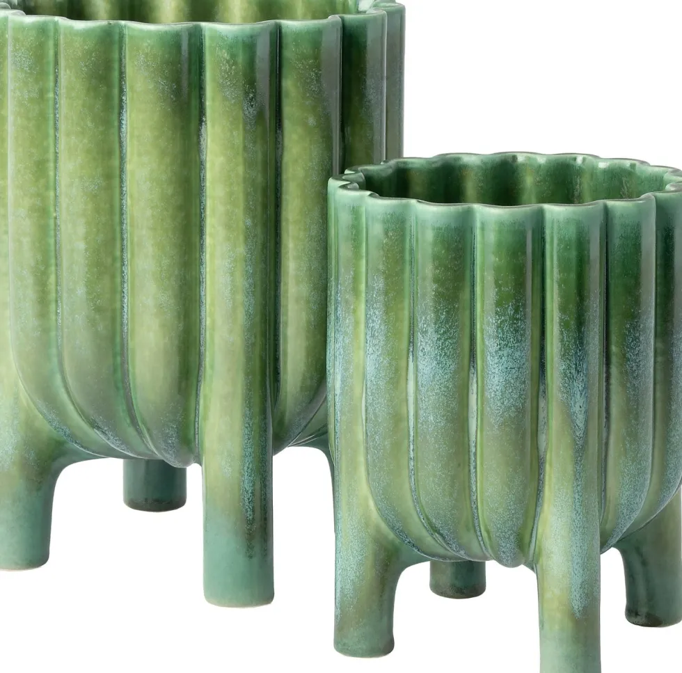 Intratuin bloempot op poten Amya groen D 15 H 19 cm