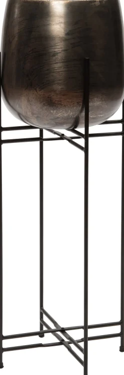 Intratuin bloempot op poten Brass zwart D 34 H 89 cm