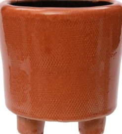 Intratuin bloempot op poten Jolan oranje D 8 H 10 cm