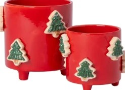 Intratuin bloempot op poten Jiya kerstboom rood D 16 H 15 cm