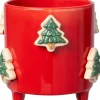 Intratuin bloempot op poten Jiya kerstboom rood D 13 H 11 cm