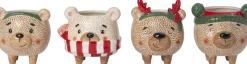 Intratuin bloempot op poten Kerstbeer met gewei bruin 12 x 12 x 14 cm