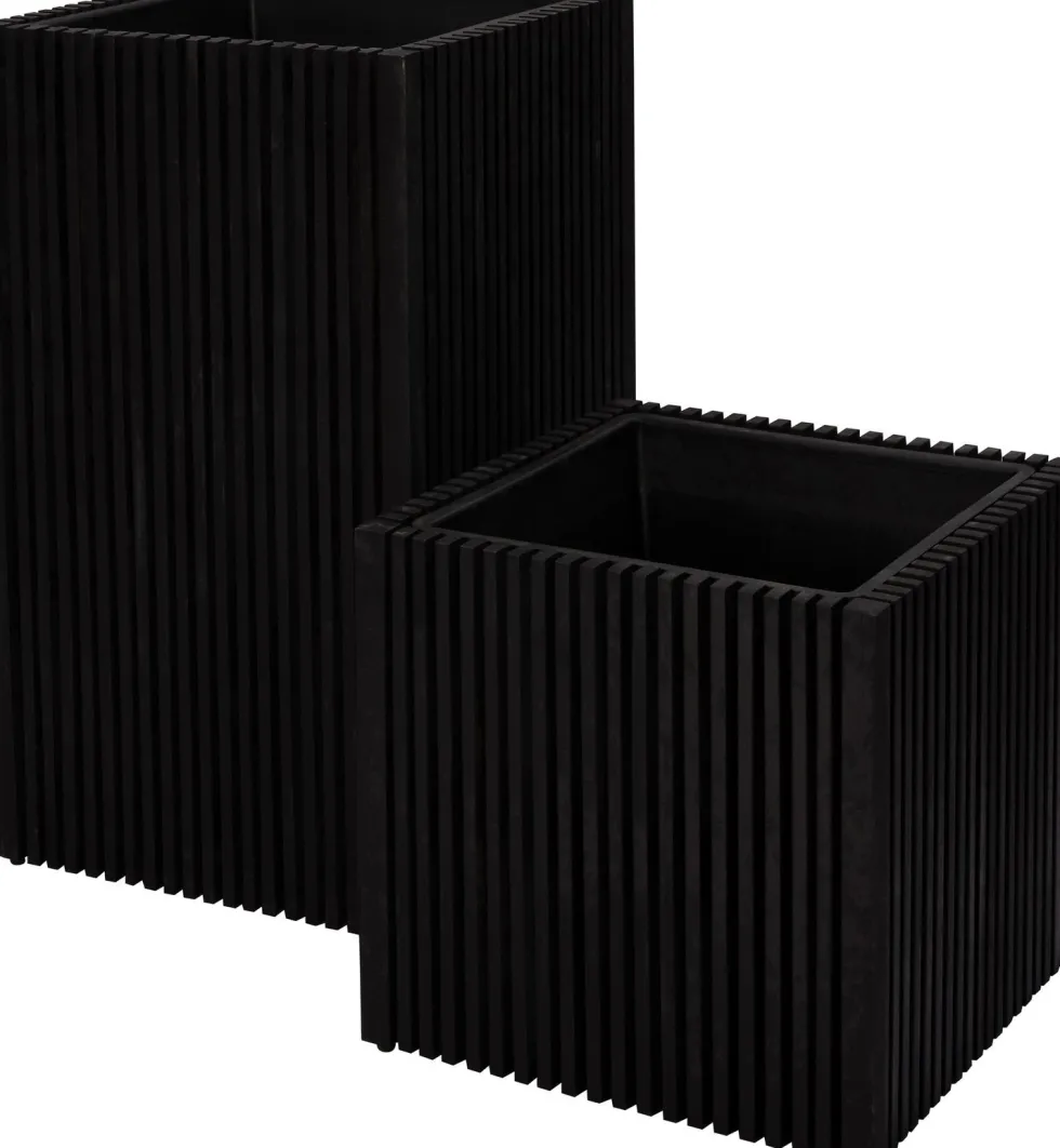 Intratuin bloempot op poten Latten zwart 51 x 51 x 50 cm