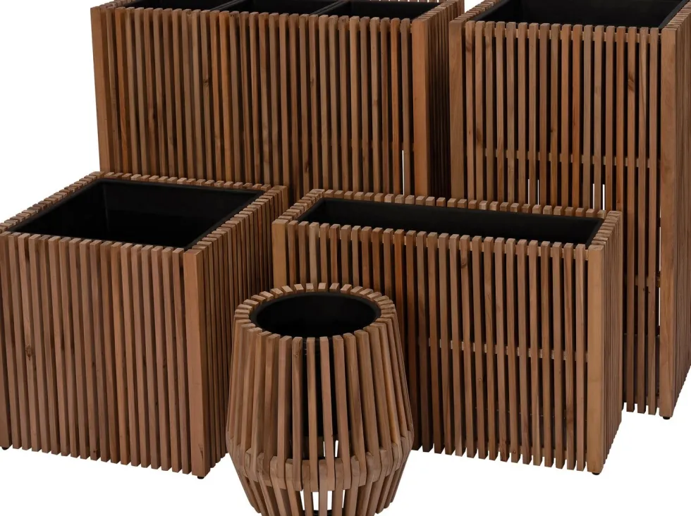 Intratuin bloempot op poten Latten naturel 90 x 33 x 90 cm