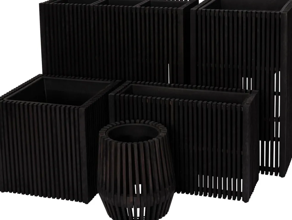 Intratuin bloempot op poten Latten zwart 73 x 27 x 50 cm