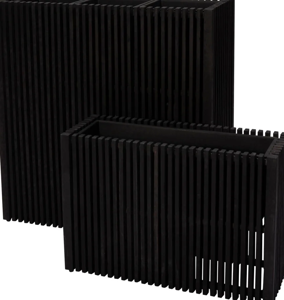 Intratuin bloempot op poten Latten zwart 73 x 27 x 50 cm